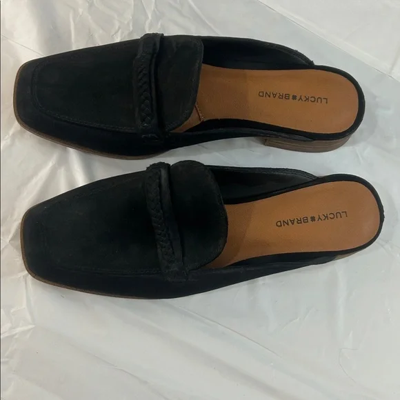 Lucky Brand Black suede slip on mules shoes 9 - Picture 3 of 8